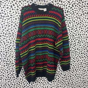 Vintage Elizabeth Liz Claiborne oversized 90s chunky knit rainbow sweater